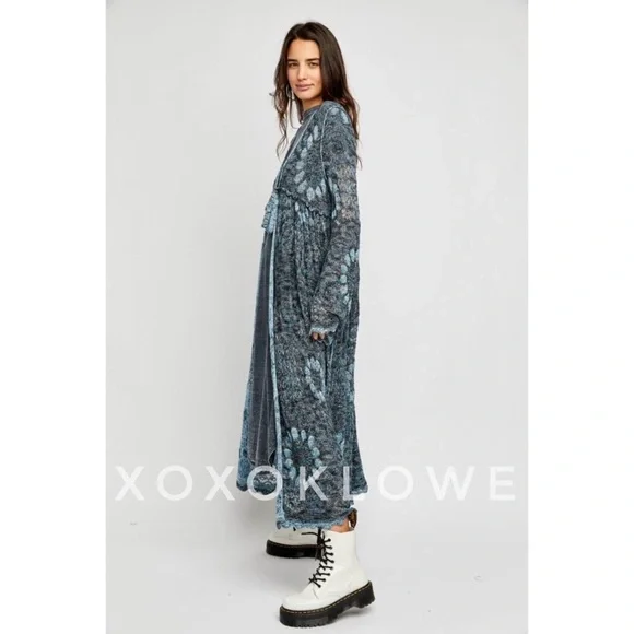 Free People Sea Spirit Tie Front Longline Cardigan | Deep Sea Color | NWT - Picture 8 of 12